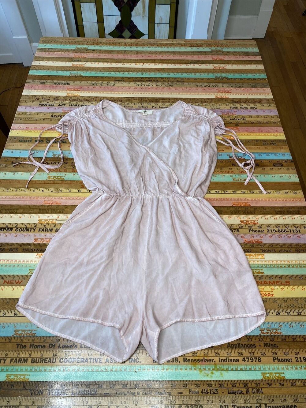 ENTRO M Blush Pink CAYMAN Island ROMPER Shorts One piece Pockets Festival Beach
